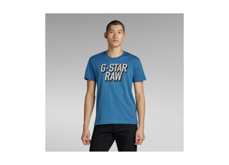 g-star para hombre. d25021-336-937 camiseta 3d dotted azul , casual, manga corta, algodon organico, sostenible