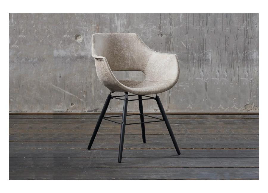 Kawola Silla KAWOLA «ZAJA Square», silla de comedor de microfibra color crema