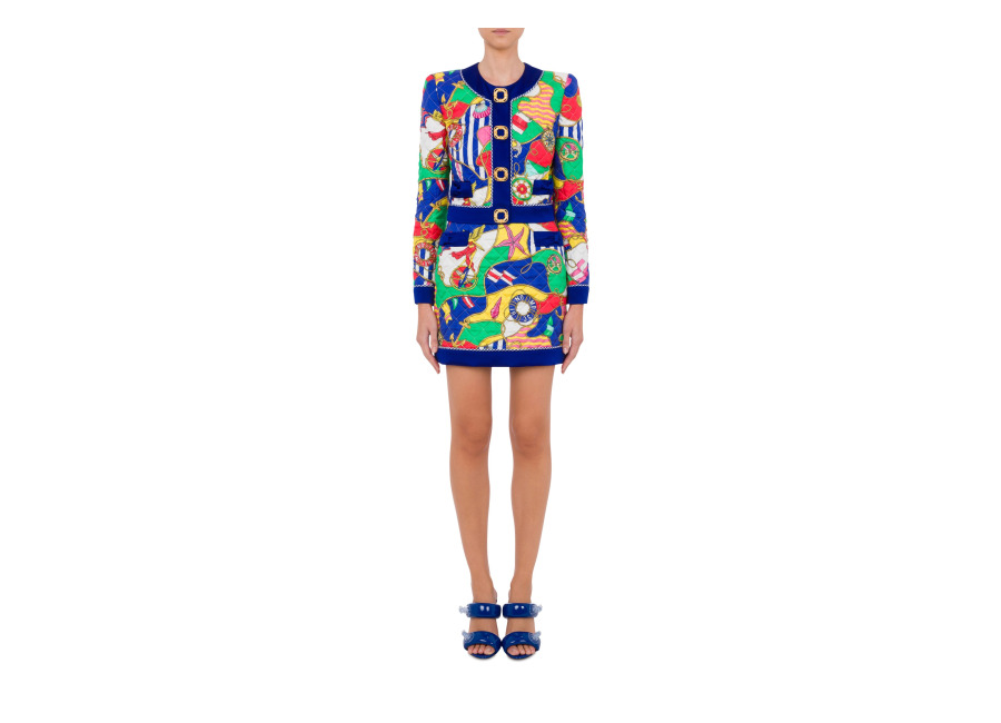 moschino allover nautical silk twill jacket blue | blazers outlet | mujer | azul