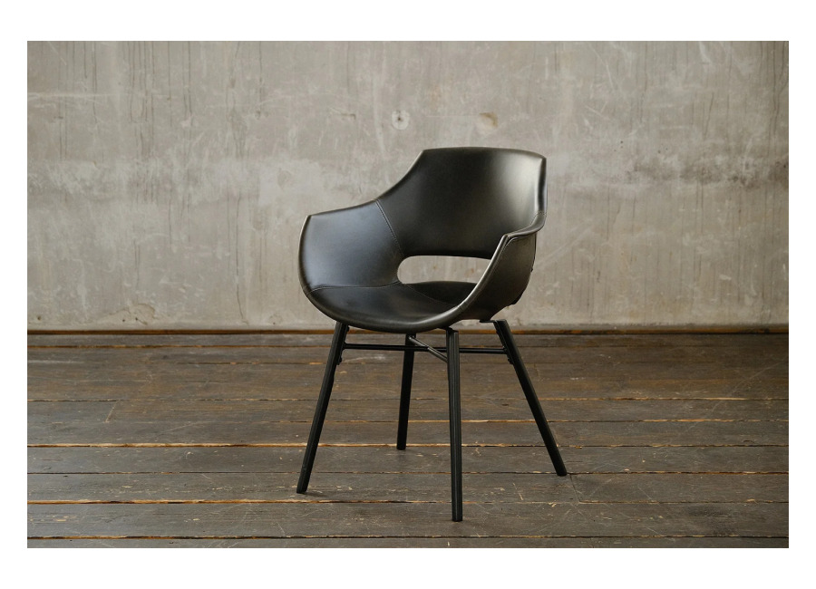Kawola Silla KAWOLA ZAJA, silla de comedor con tapizado de piel sintética, estilo vintage, color negro