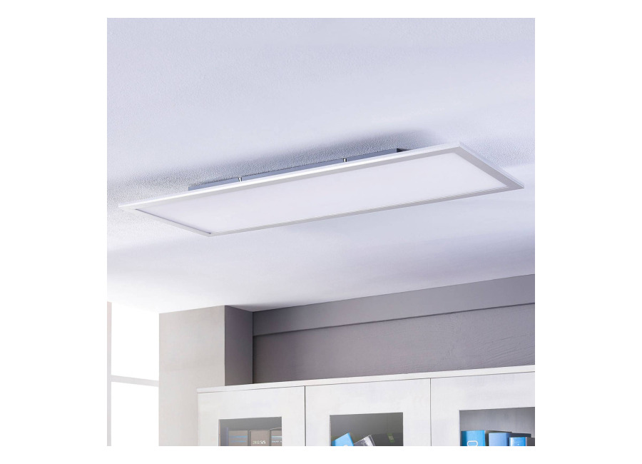 Lindby panel LED Livel, 4000K, 120cm x 30cm, plata, meta
