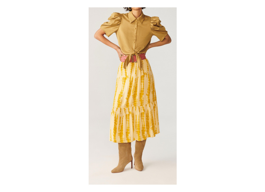 ba&sh mid-length skirt ocre | faldas maxi outlet | mujer