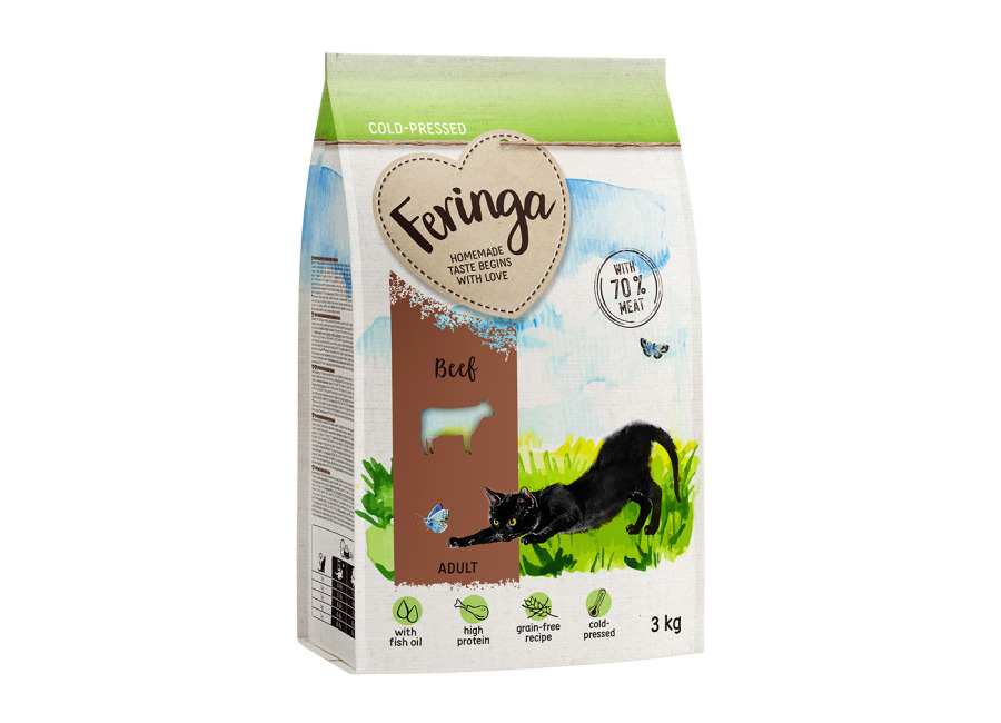 Feringa pienso para gatos – Pack Ahorro – Adult Prensado en frío con vacuno (2 x 3 kg)
