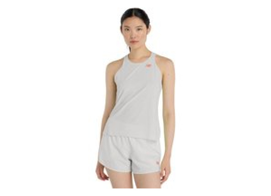 camiseta new balance race day ultra light sin mangas gris mujer
