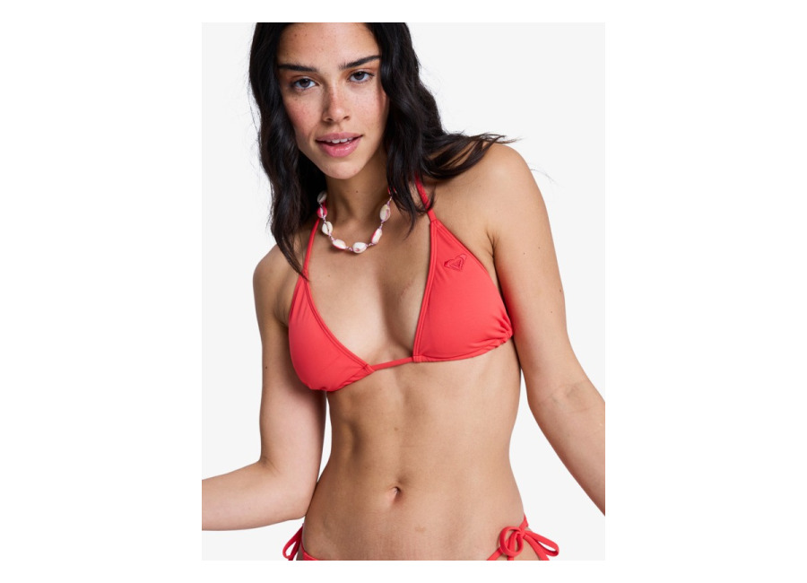 Roxy Solid Essentials Tiki Tri – Top de bikini triangular Rojo Mujer
