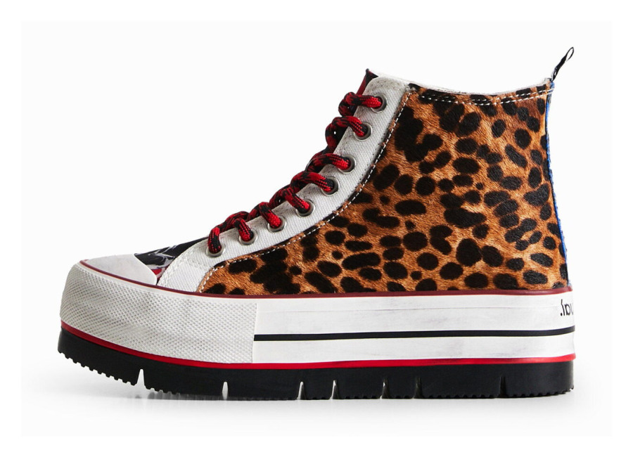 desigual, sneakers altas plataforma print animal