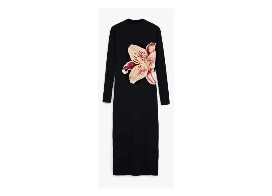 desigual, vestido largo orquidea, viscosa, negro