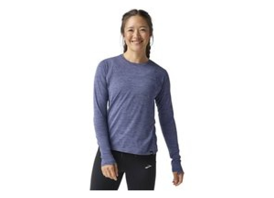 Brooks Camiseta Brooks Luxe Manga Longa Azul Feminina, Tamanho XS.