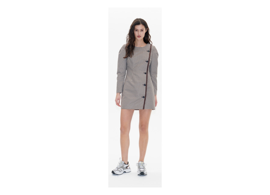 baum und pferdgarten amelie dress camel baum check | vestidos maxi outlet | mujer | marron