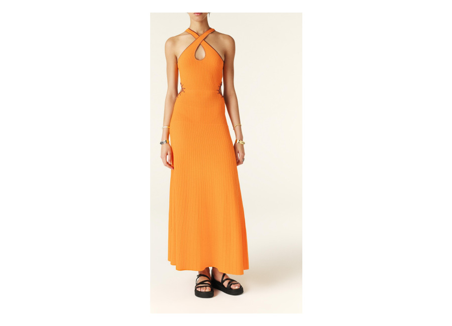 ba&sh mid-length dress orange | vestidos maxi outlet | mujer | naranja