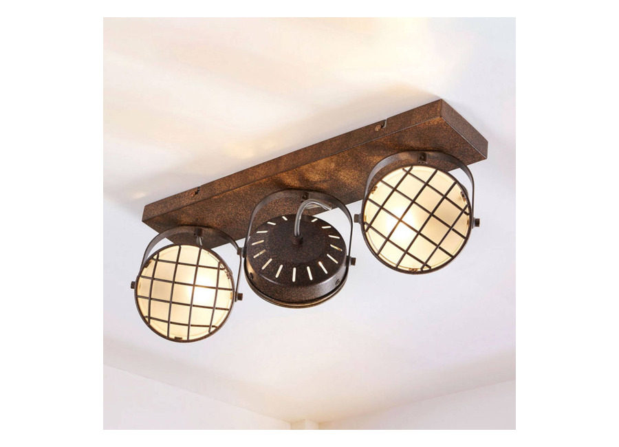 Lindby Foco Lindby Tamin, 48 cm, color óxido, 3 luces, crista