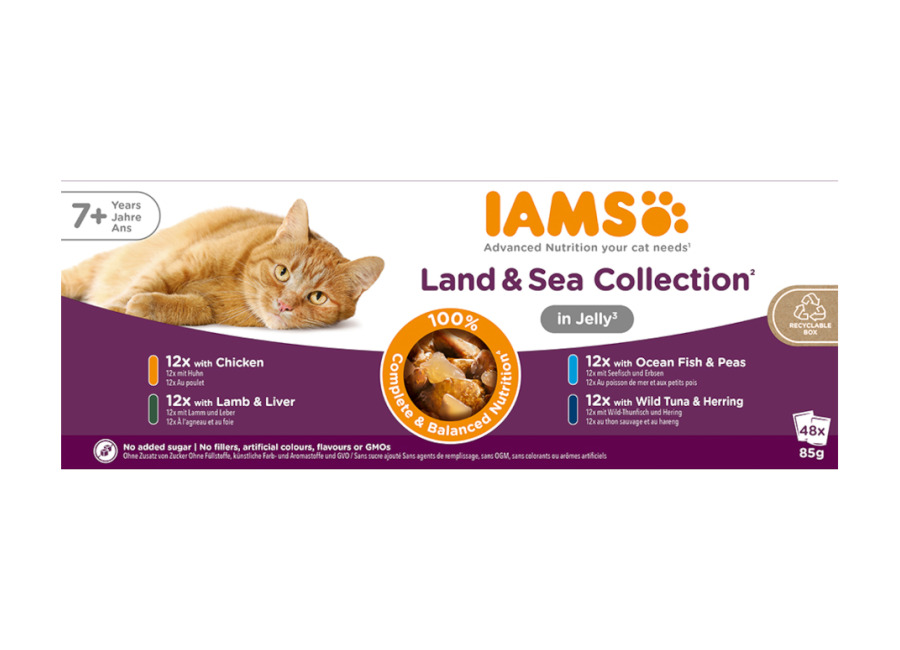 Iams Advanced Nutrition Senior 7+ Land & Sea Collection en gelatina – 48 x 85 g