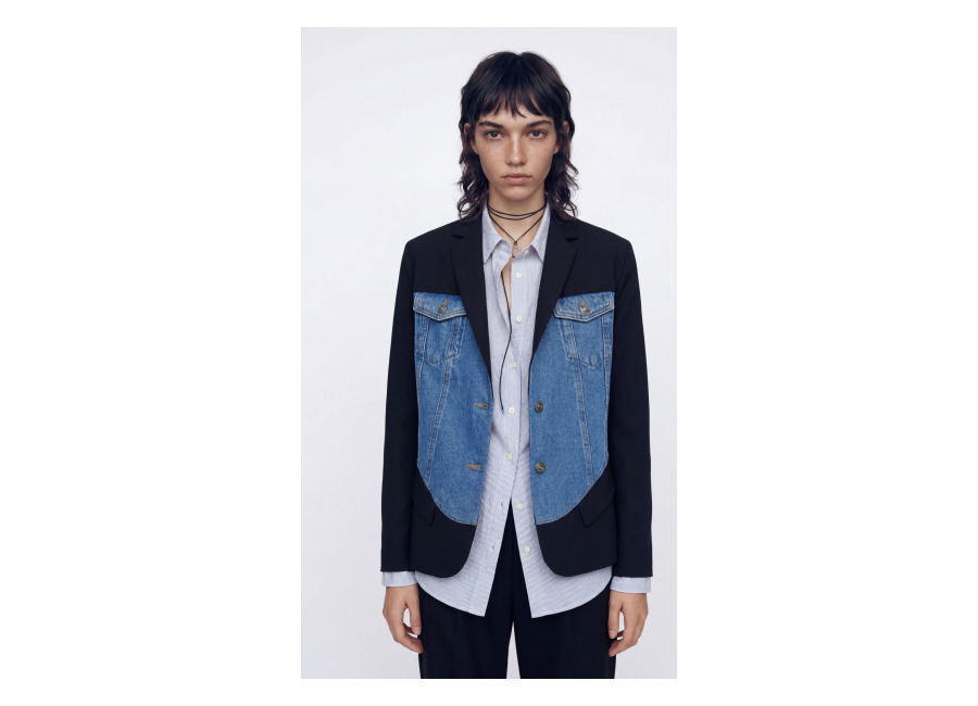 desigual, blazer hibrida trucker, azul