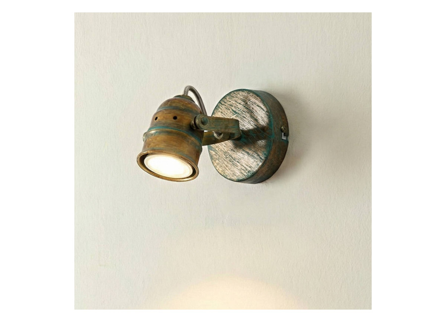 Lindby Foco de pared Lindby Leonor, verde, metal, 1 luz, 9,5 c