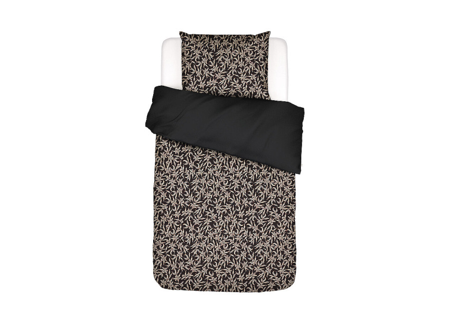 Essenza Ropa de cama de satén JULIETTE 70x90cm/140x200cm Almost Black negro