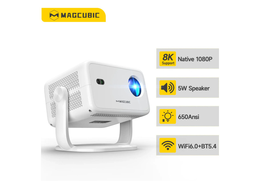 Proyector Magcubic L018 para el Hogar, Nativo 1080P, Compatible con 8K, Android 14, WiFi6, BT5.4, Proyector…