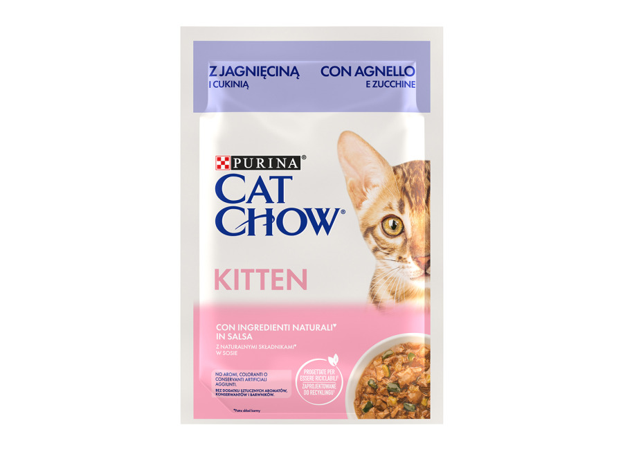 Cat Chow 26 x 85 g comida húmeda para gatos – Kitten cordero y calabacín
