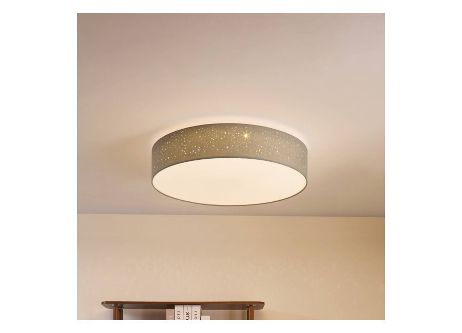 Lindby Lámpara LED de techo Lindby Ellamina, 60 cm, gris claro, texti