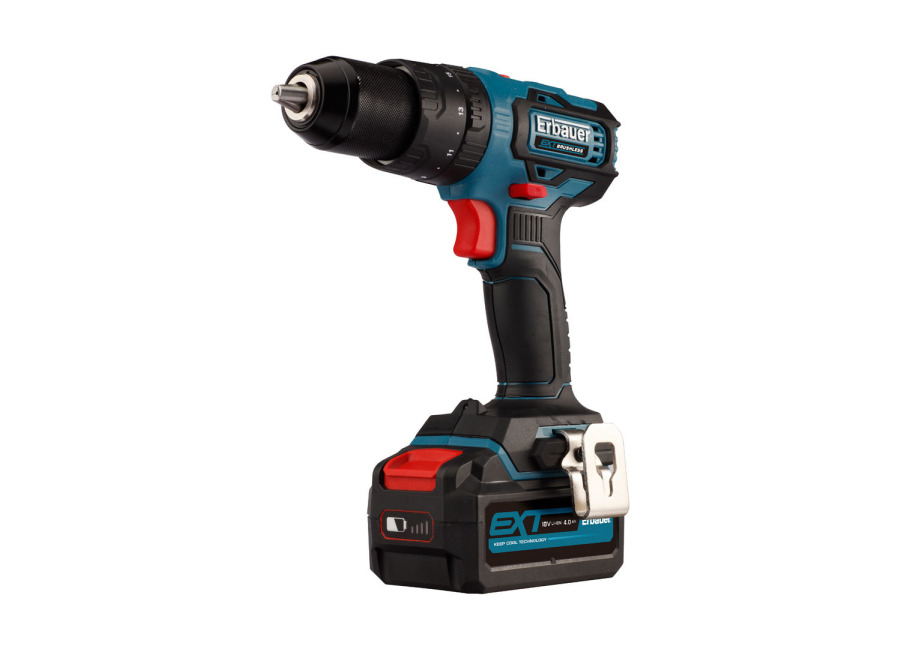 Erbauer Taladro percutor 18v brushless con batería 4ah erbauer