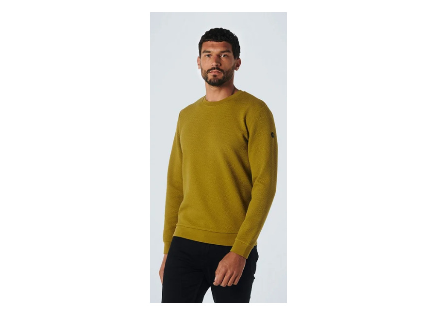 no excess sweater crewneck double layer jacquard stretch olive | jerseis outlet | hombre | verde