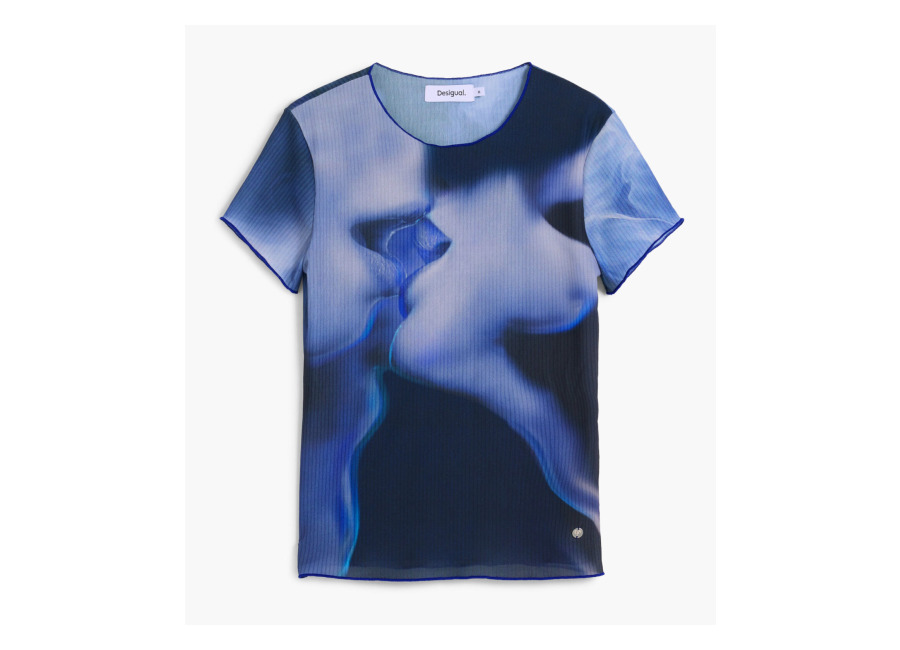 desigual, camiseta beso manga corta, azul
