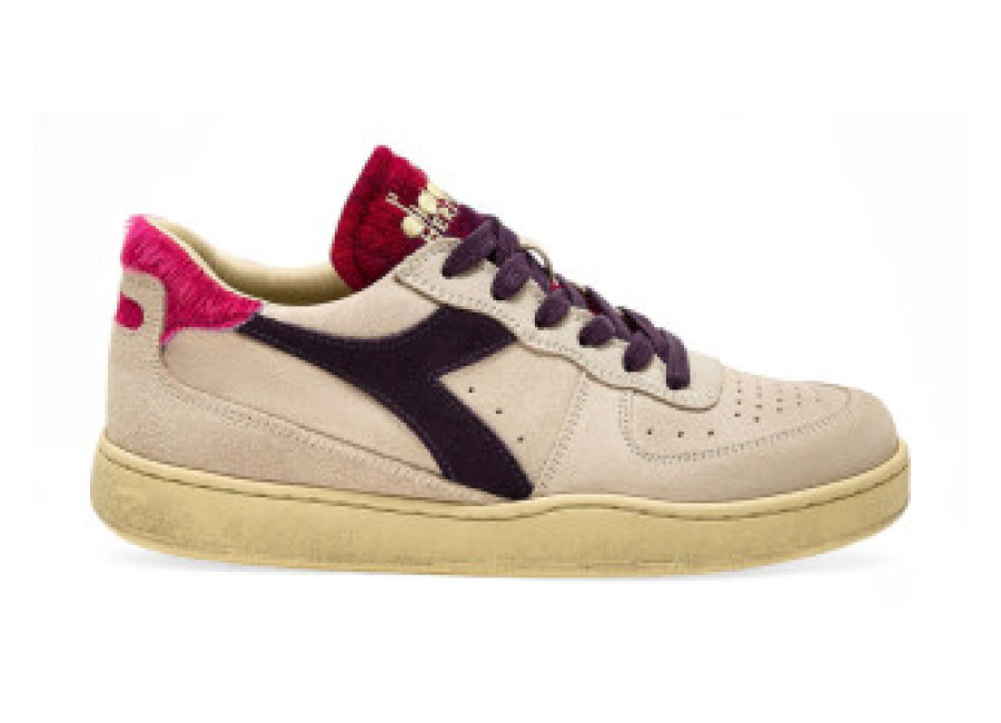 diadora para mujer. 201180905 zapatillas de piel mi basket low arctic beige , plano, cordones, casual