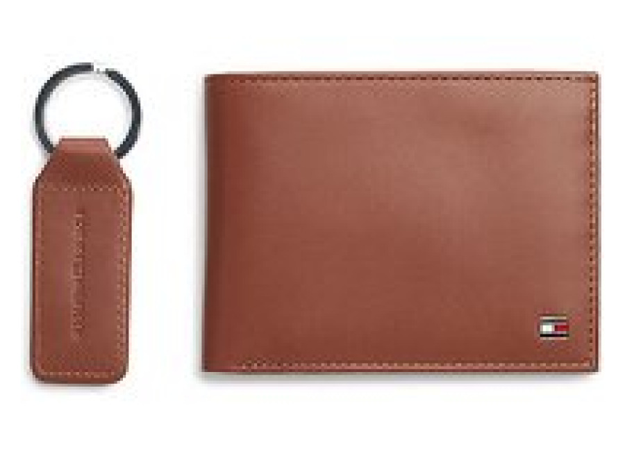 Tommy Hilfiger Set de regalo de cartera y llavero marrón