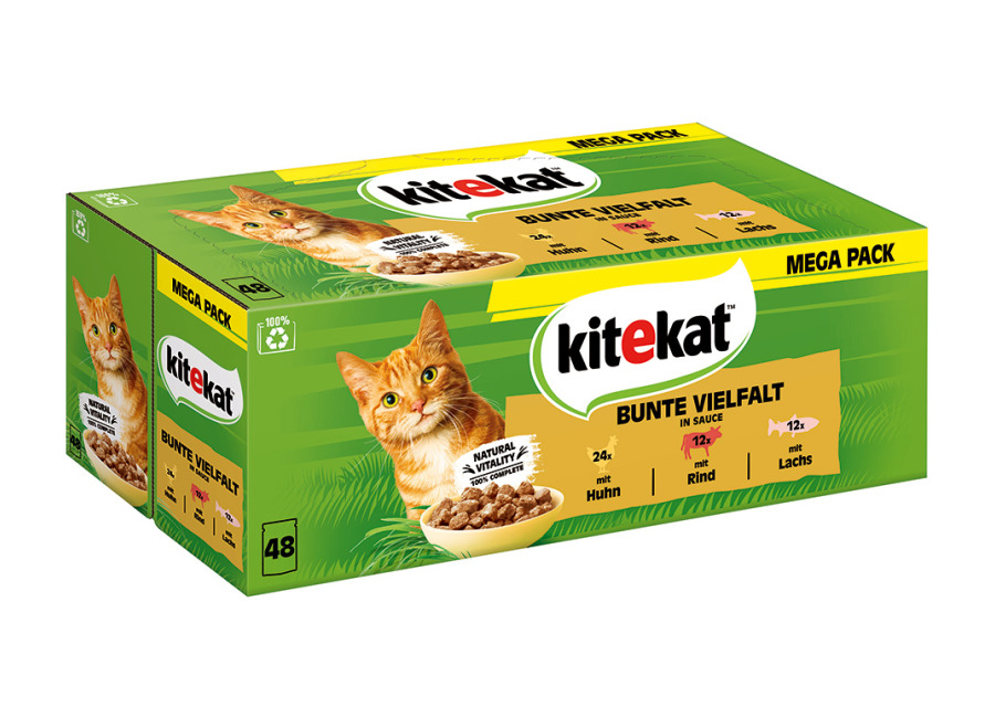 Kitekat en bolsitas 96 x 85 g / 100 g – Pack mixto en salsa