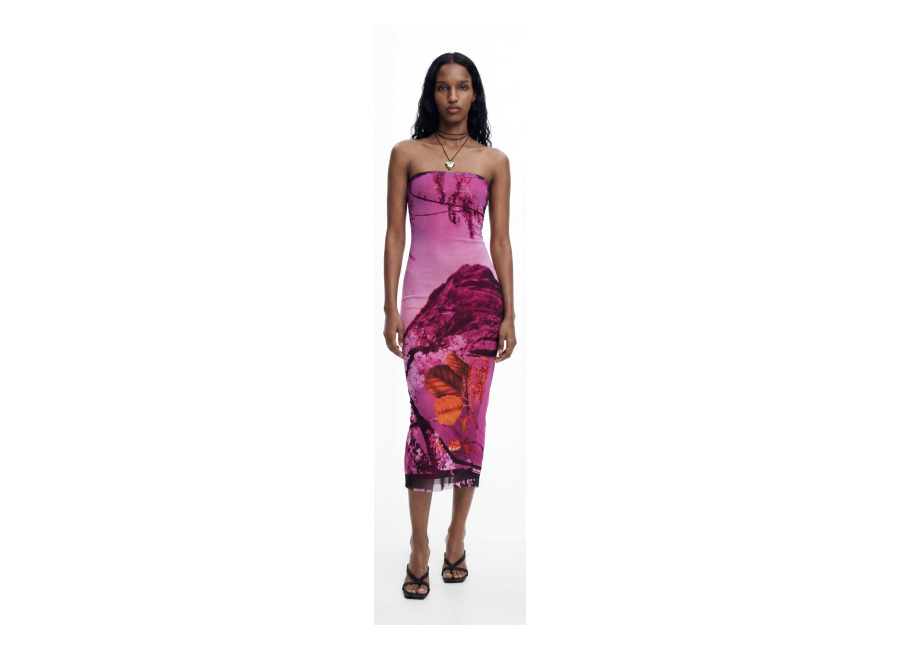 desigual, vestido disenado por mr. christian lacroix, poliester, rojo