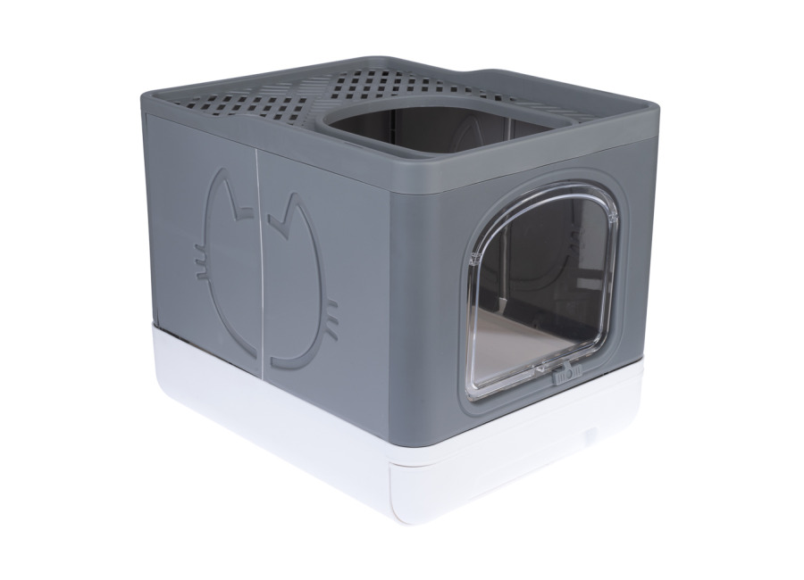 Tiaki Jax arenero de acceso superior para gatos – Gris oscuro