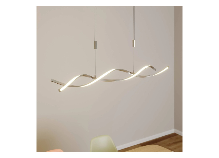 Lindby Lámpara colgante LED Auron de Lindby, color níquel, metal, atenuable