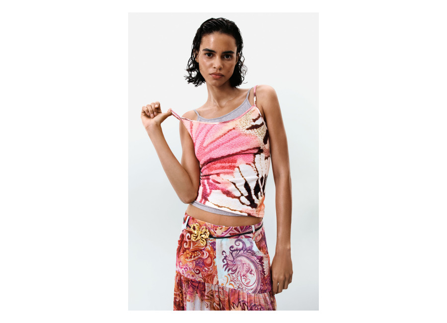 desigual, top tirantes 2 en 1, poliester