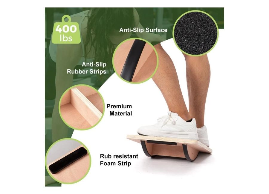 Tabla de Equilibrio de Madera Antideslizante para Fortalecer el Core y Rehabilitar Tobillos, Entrenador de Equilibrio…
