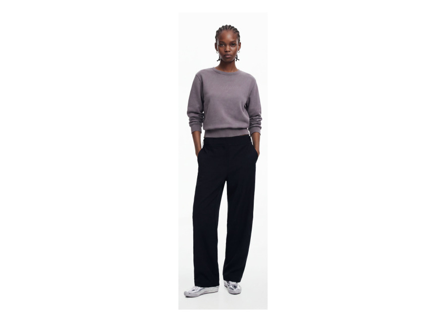 desigual, pantalon recto utility, negro