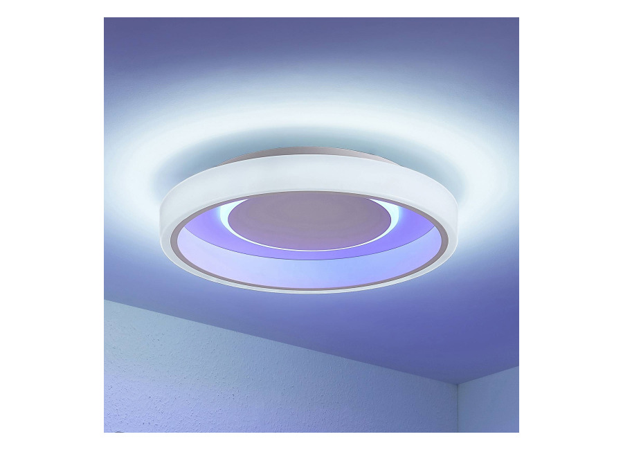 Lindby Plafón LED Lindby Wikani, blanco, RGB, CCT, atenuable