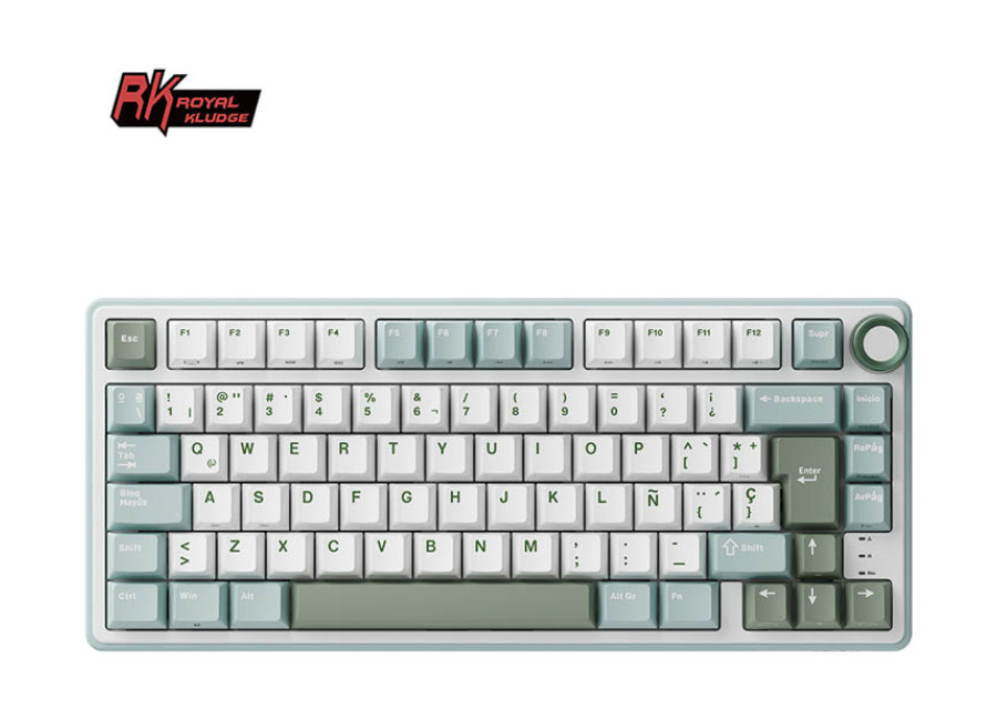 Teclado Royal Kludge RKR75 ISO-ES Hot-Swappable Switch Silver Speed Skycyan