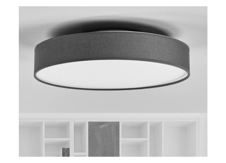 Lindby Lámpara LED de techo Saira de Lindby, Ø 40 cm, gris, texti
