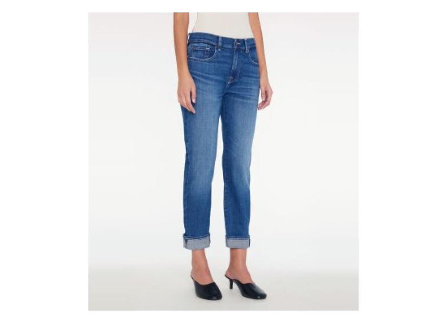 7 for all mankind para mujer. jsdtc120sm jeans boyfriend de talle medio azul , casual
