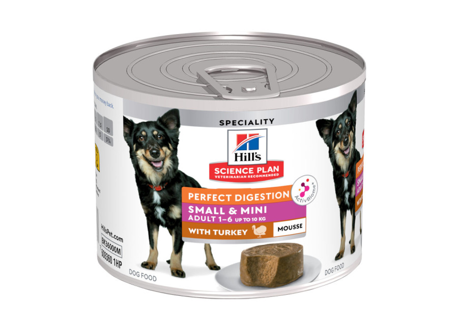 Hill’s 24 latas x 200 g Hill’s Science Plan Adult Small & Mini Perfect Digestion Mousse de Pavo lata para perros ¡Pack ahorro!