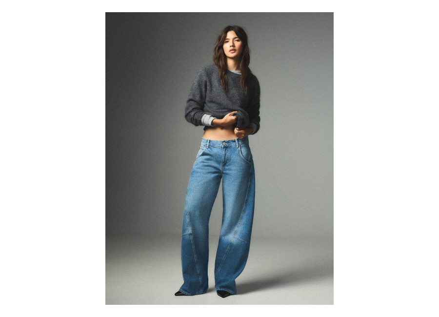 Jeans Barrel Tiro Bajo Azul lavado