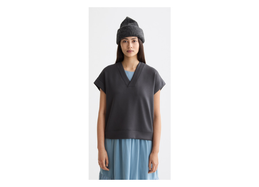 scotch & soda v-neck sleeveless modal sweatshirt charcoal art | sudaderas con capucha outlet | mujer | negro