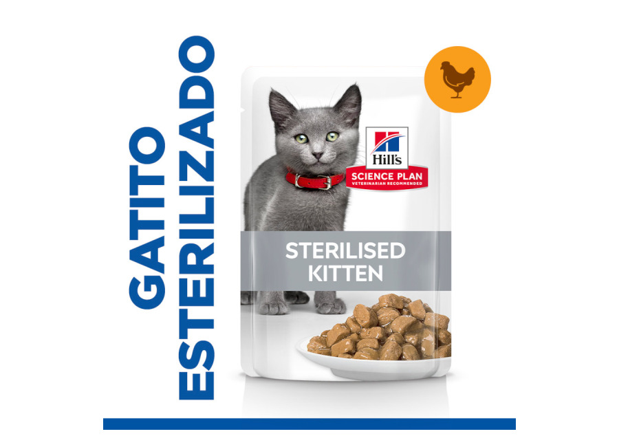 Hill’s 2 sobres x 85 g Hill’s Science Plan Feline Sterilised Kitten Pollo en Salsa sobre para gatos ¡Pack Ahorro!