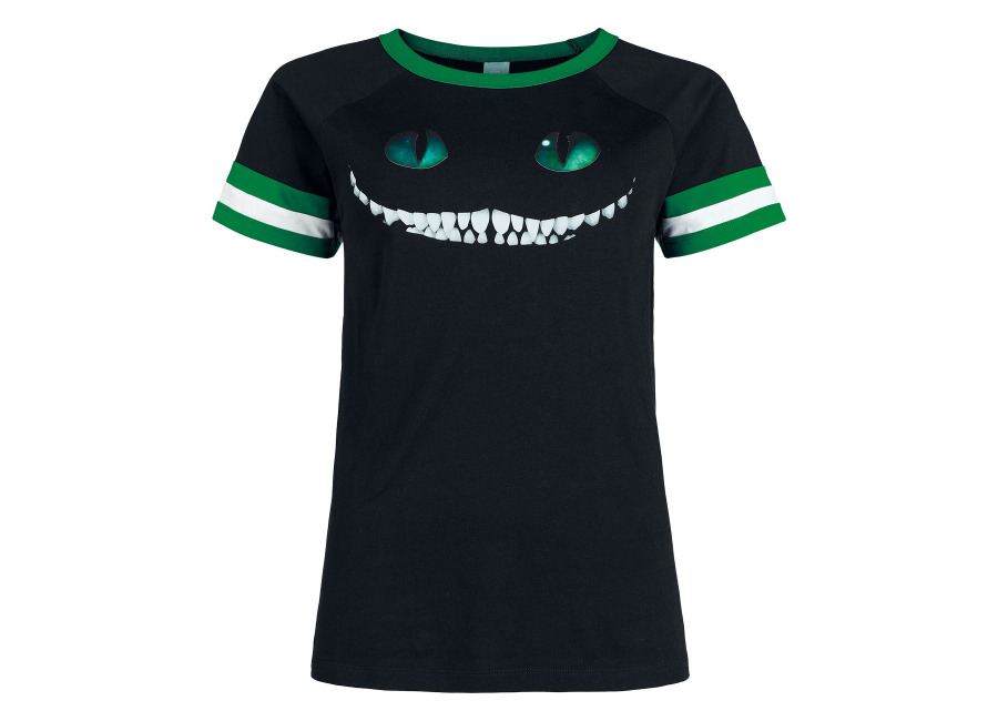 Alicia en el País de las Maravillas Camiseta Disney de Alicia en el País de las Maravillas – Gato Chesire – S XXL – para Mujer – Negro