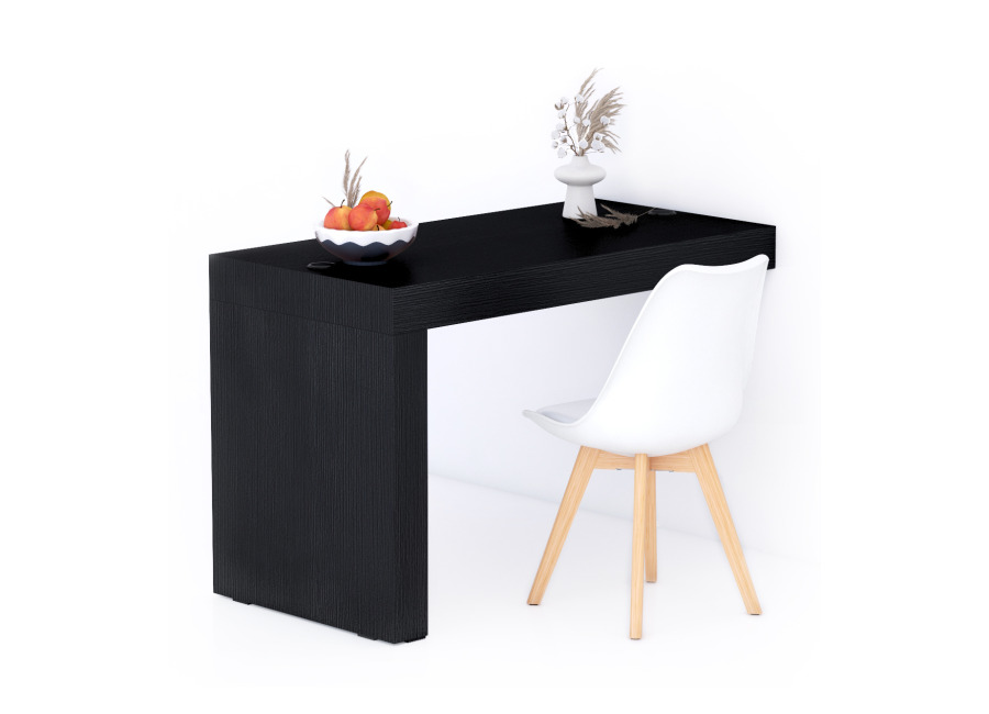Mobili Fiver Mesa de comedor Evolution 120×60, Madera Negra con una pata y cargador inalámbrico
