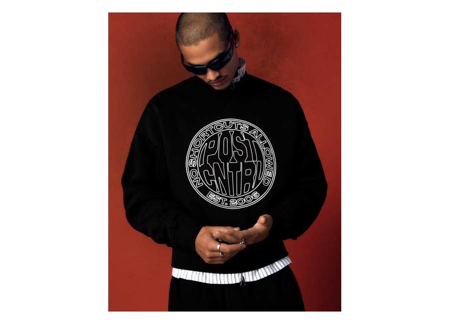 Sudadera Cuello Redondo Print Negro