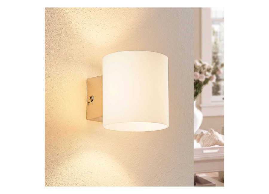aplique de pared lindby gerrit, blanco, cristal, 10 cm de altura, arriba/abajo