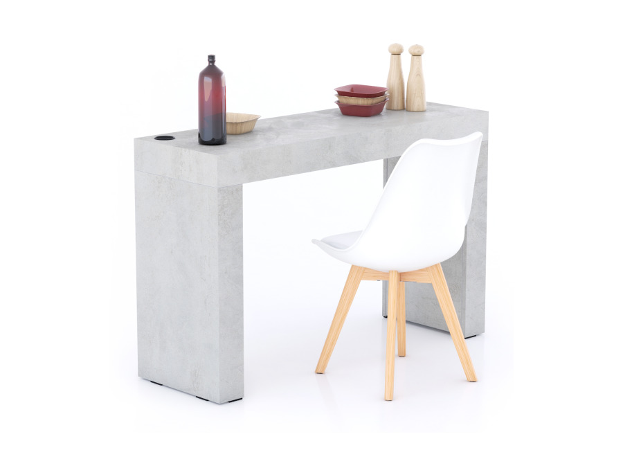 Mobili Fiver Mesa de comedor Evolution 120×40, Cemento Gris con dos patas y cargador inalámbrico