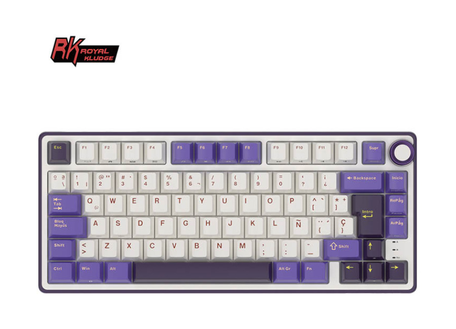 Teclado Royal Kludge RKR75 ISO-ES Hot-Swappable Switch Silver Speed Blackberry