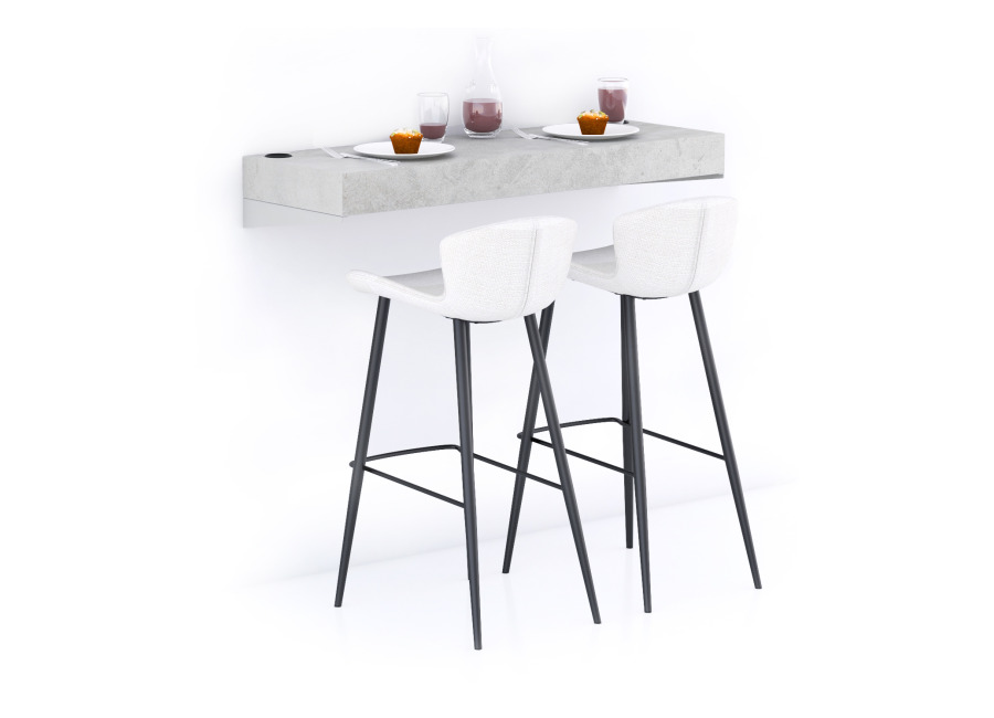 Mobili Fiver Barra de Bar Evolution 120×40, Cemento Gris con cargador inalámbrico