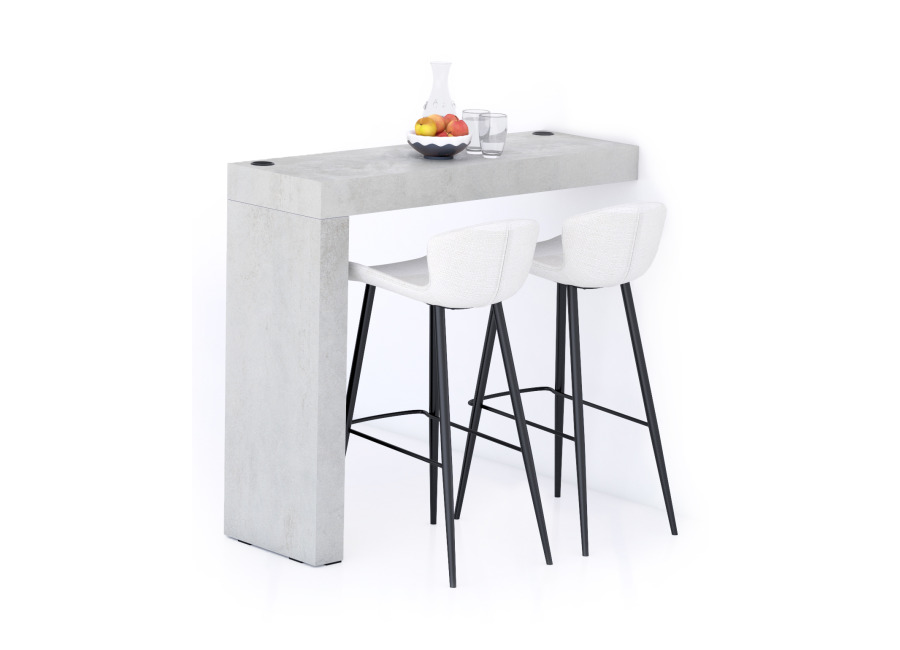 Mobili Fiver Península Evolution 120×40, gris cemento con cargador inalámbrico